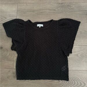 Madewell Texture & Thread Black Textured Blouse Top Knit Size Medium Women’s
